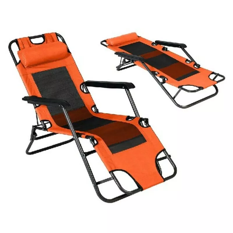 Tumbona de playa Acero Naranja (153 x 60 x 80 cm) - Bigbuy Outdoor barato