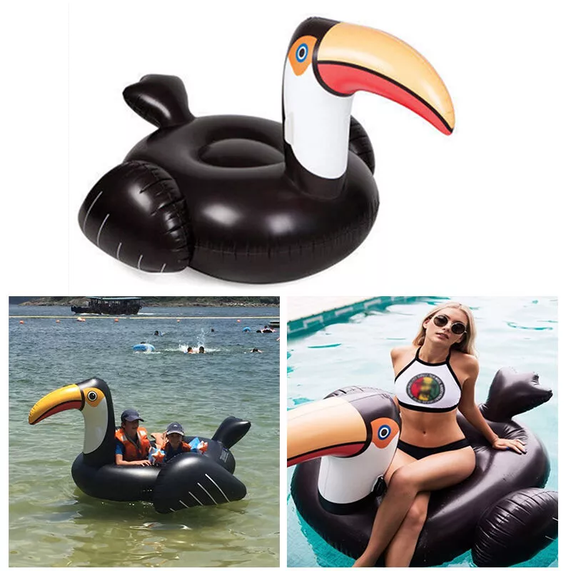 Tumbona flotante de tucán Colchón de aire Anillo de baño inflable Negro barato