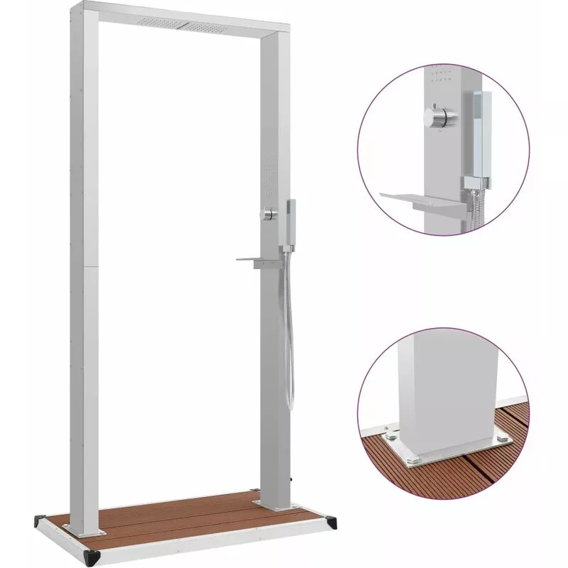 Vidaxl - Ducha de jardín con plato acero inoxidable y WPC - Marrón barato