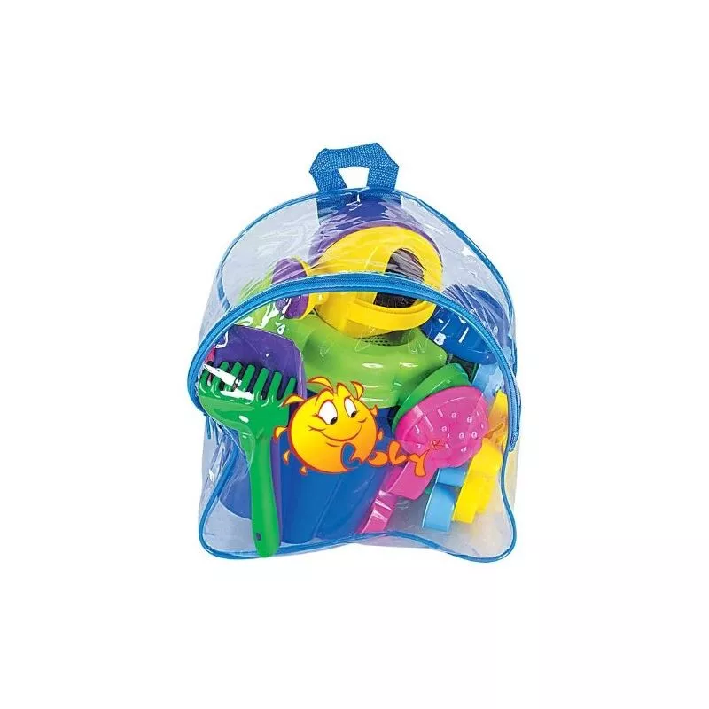 Wader the bucket + accesorios 12 piezas en una mochila de juguete de arena