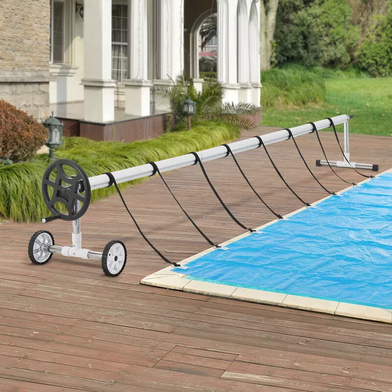 [en.casa] - Enrollador de cubierta de piscina Amorgo longitud ajustable de 300 a 630 cm multicolor barato