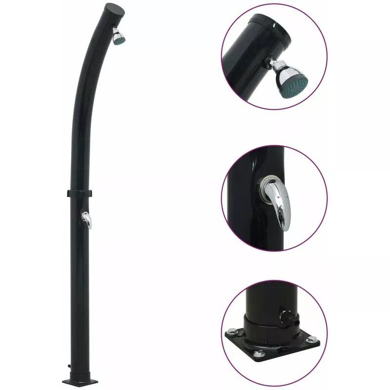vidaXL Ducha solar negra 214 cm 20 L - Negro barato