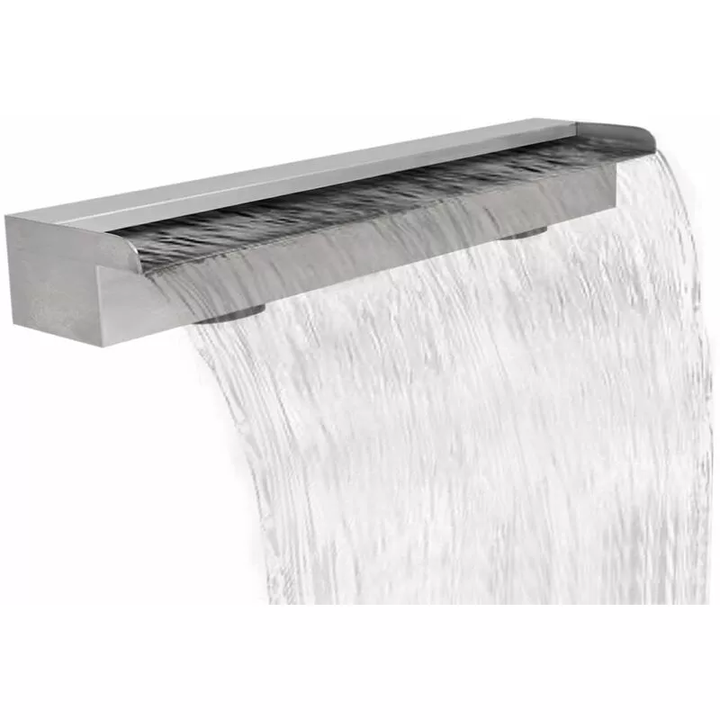 vidaXL Fuente Cascada Rectangular Piscina Acero Inoxidable 90 cm - Plateado barato